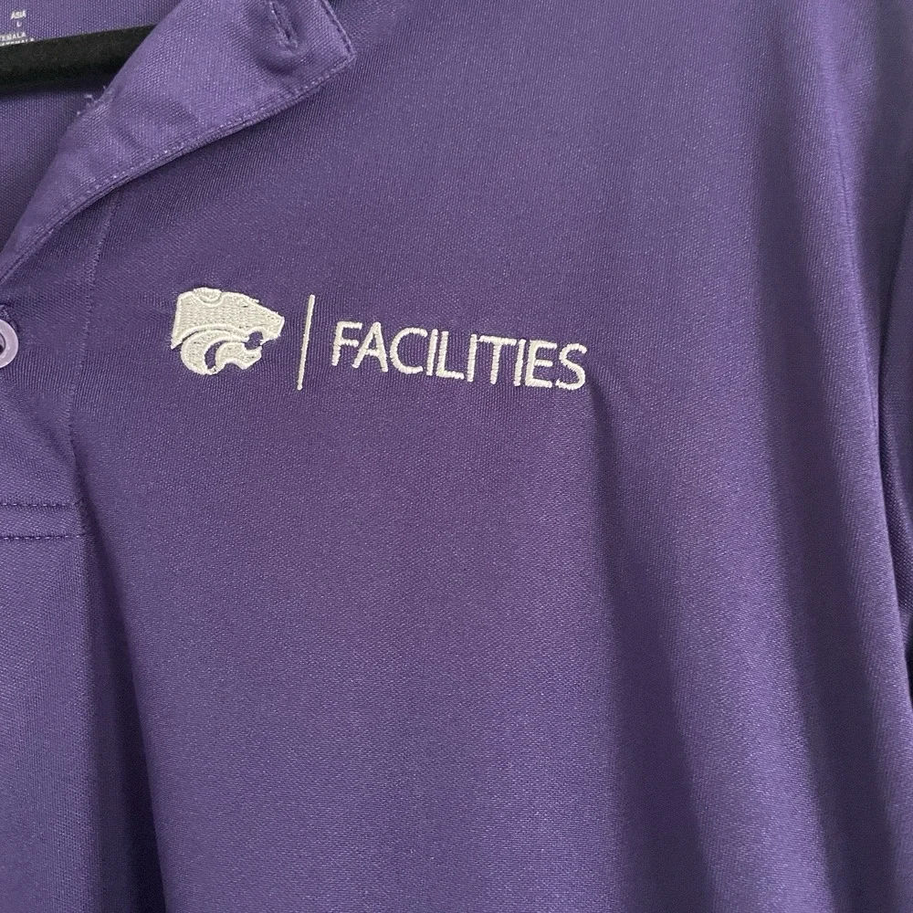 Kansas State KState Golf Polo‎ Shirt Mens Champion Embroidery Logo Purple Medium